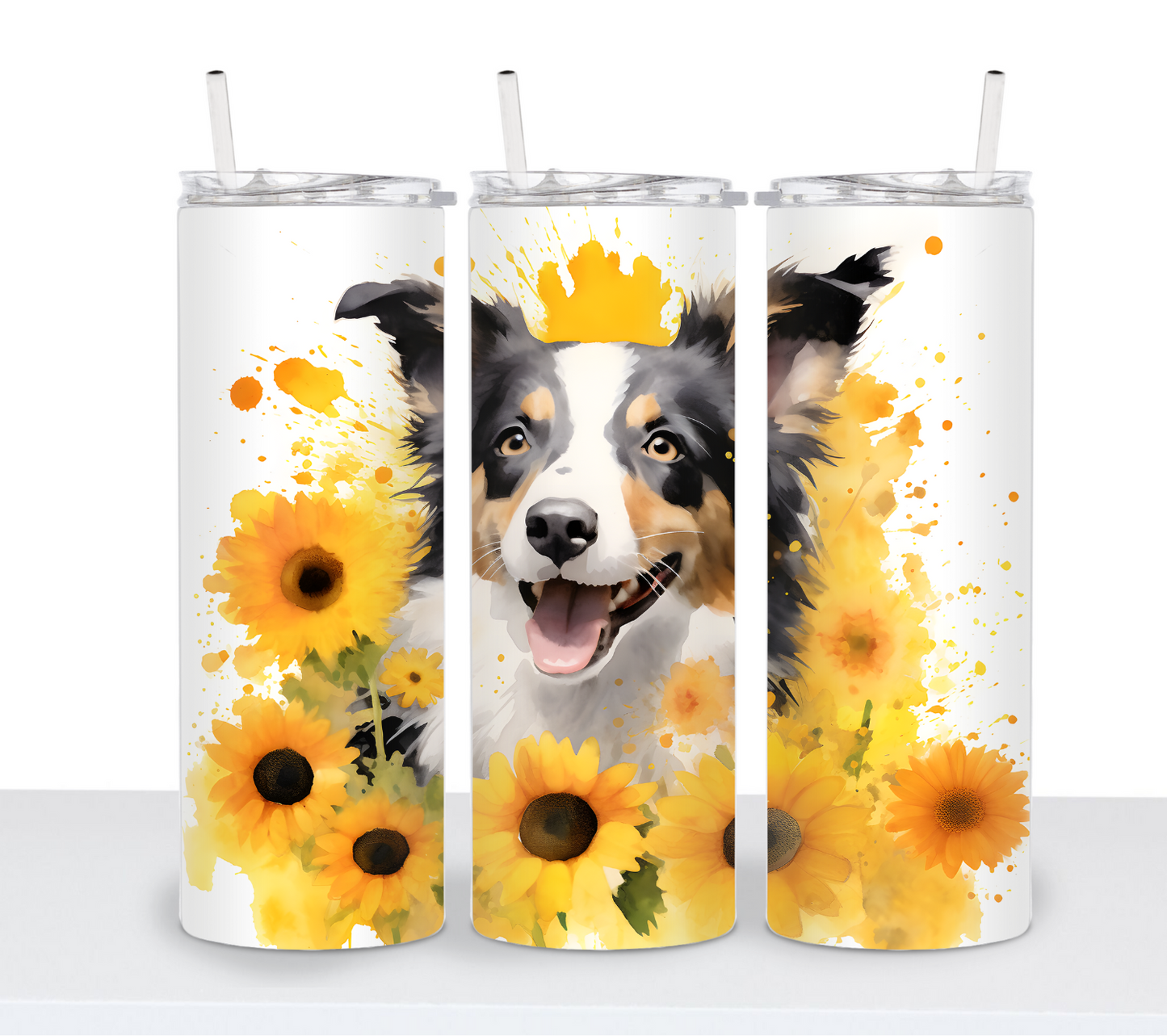 Dogs with Sunflowers