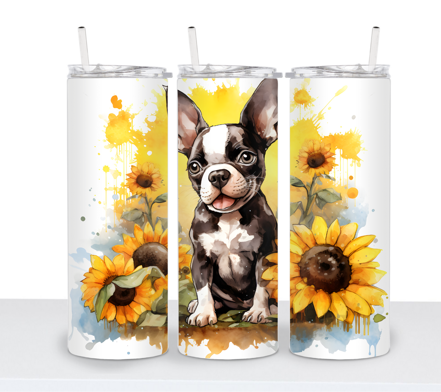 Dogs with Sunflowers