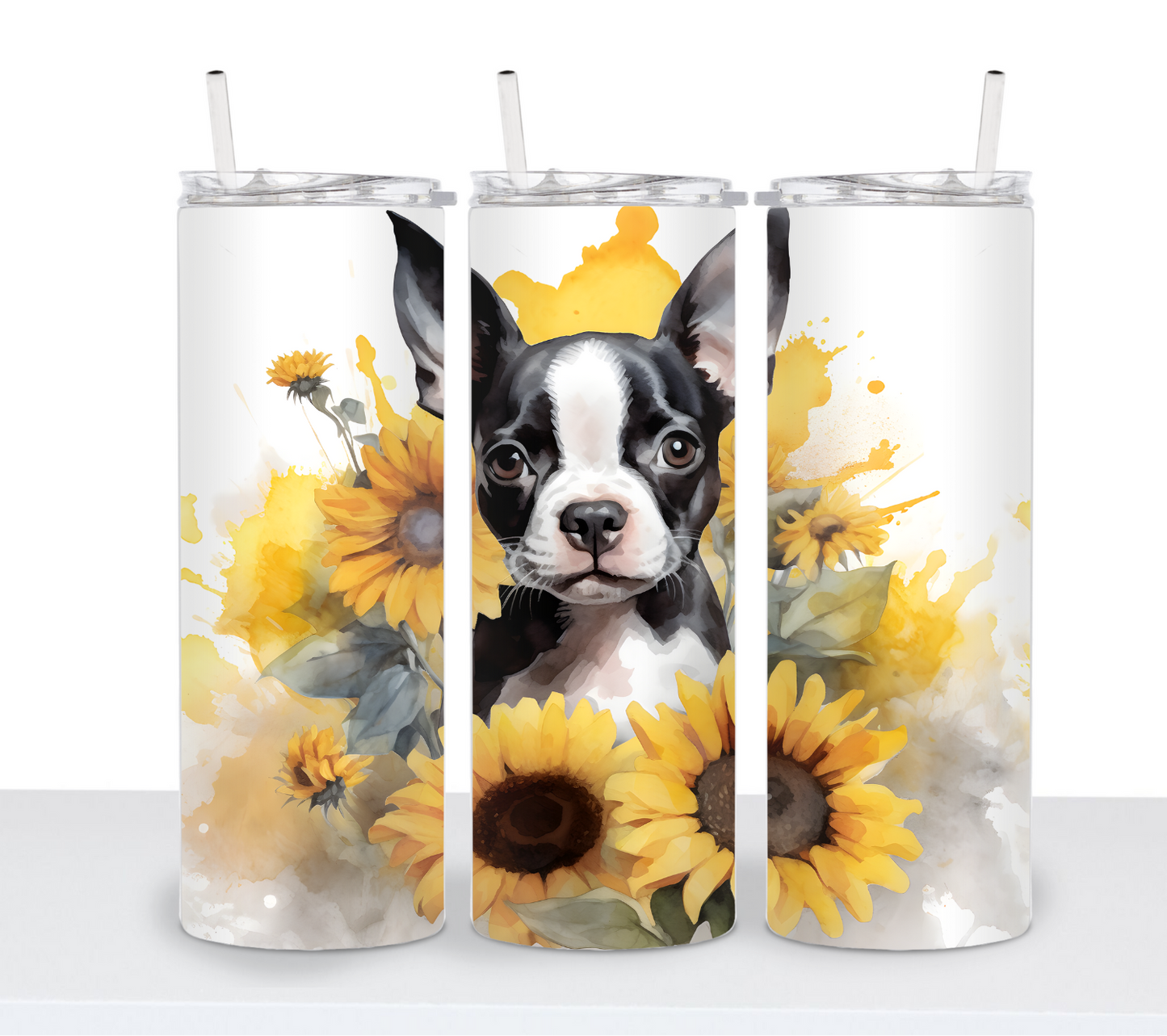 Dogs with Sunflowers