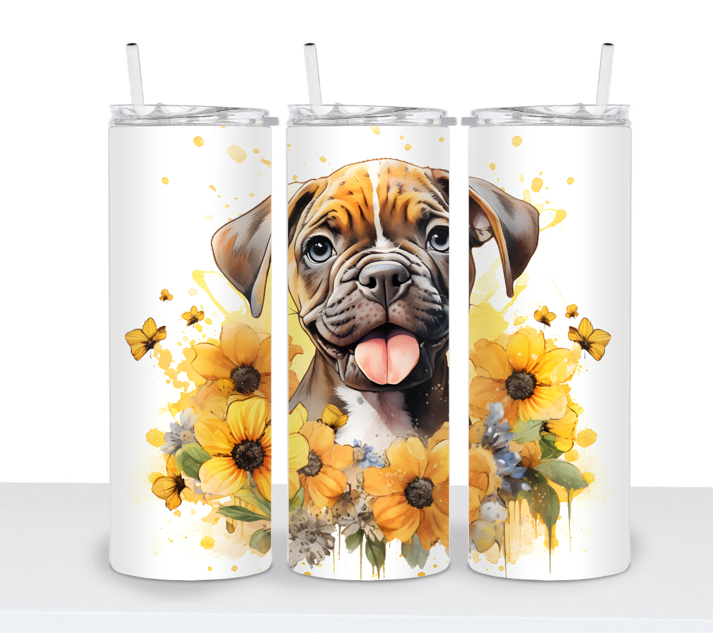 Dogs with Sunflowers