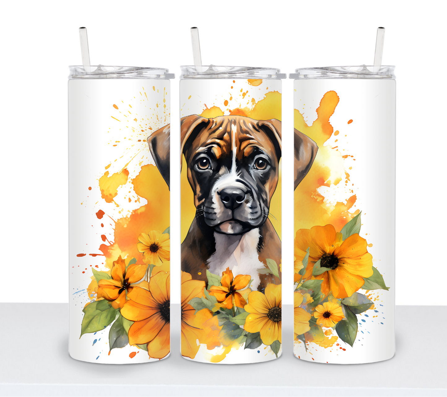 Dogs with Sunflowers