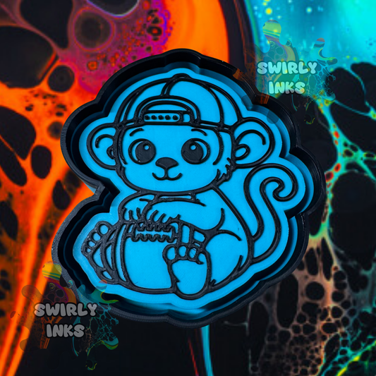 Boy Monkey with Football Freshie Mold