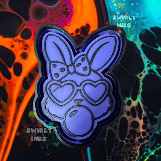 Bubble Gum Bunny with Heart Glasses Freshie Mold