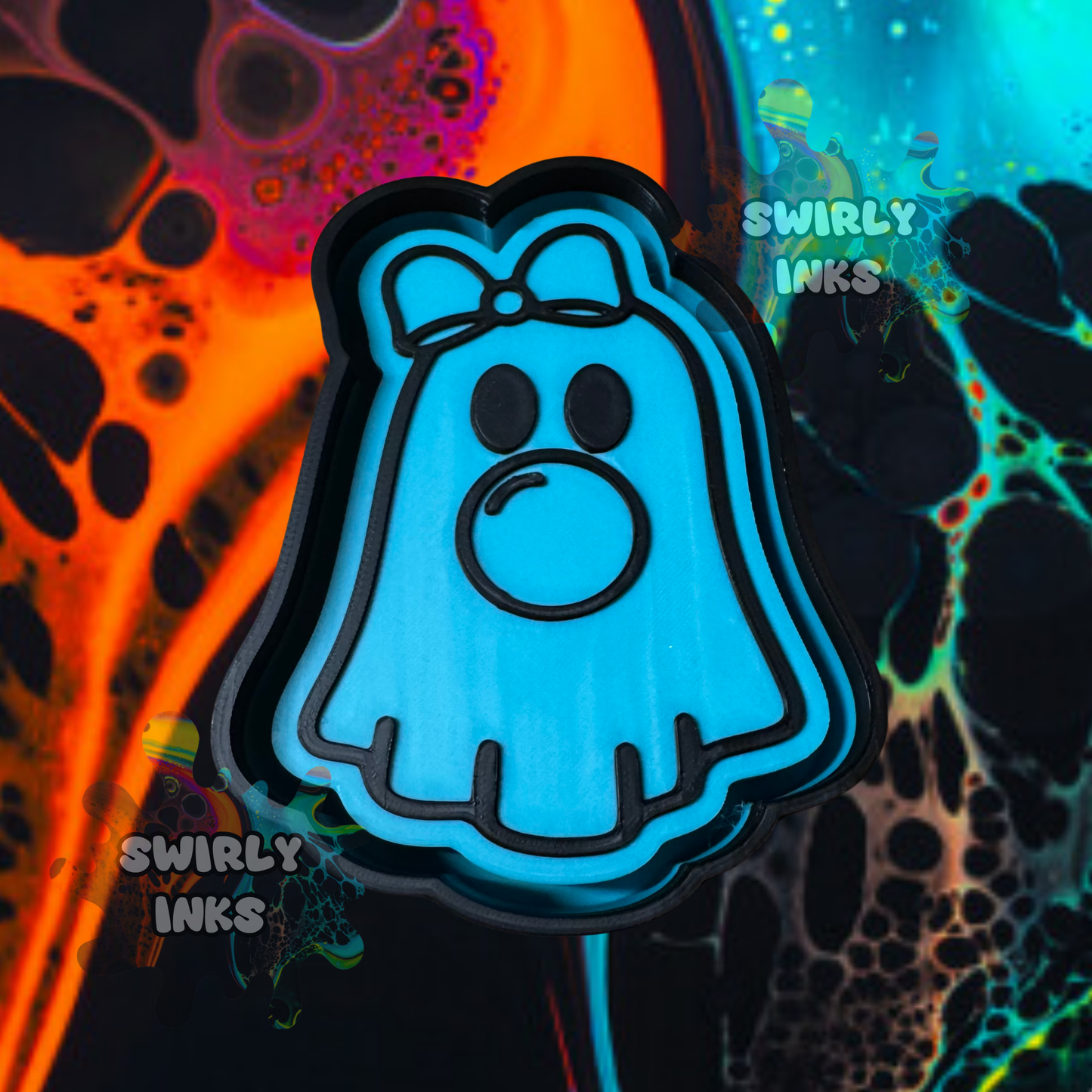 Bubble Gum Ghost with Bow Freshie Mold