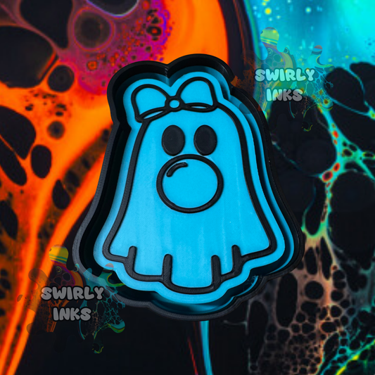 Bubble Gum Ghost with Bow Freshie Mold