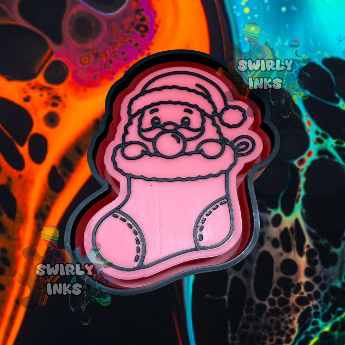 Bubble Gum Santa in Stocking Freshie Mold