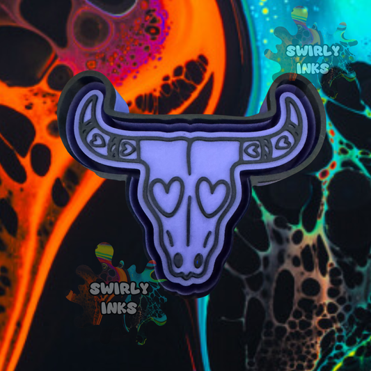 Bull Skull with Hearts Freshie Mold