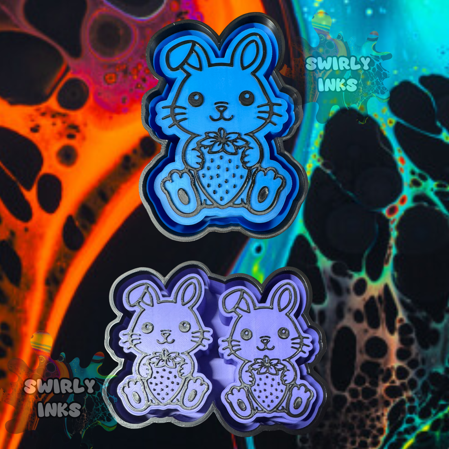 Bunny with Strawberry Set Freshie Mold