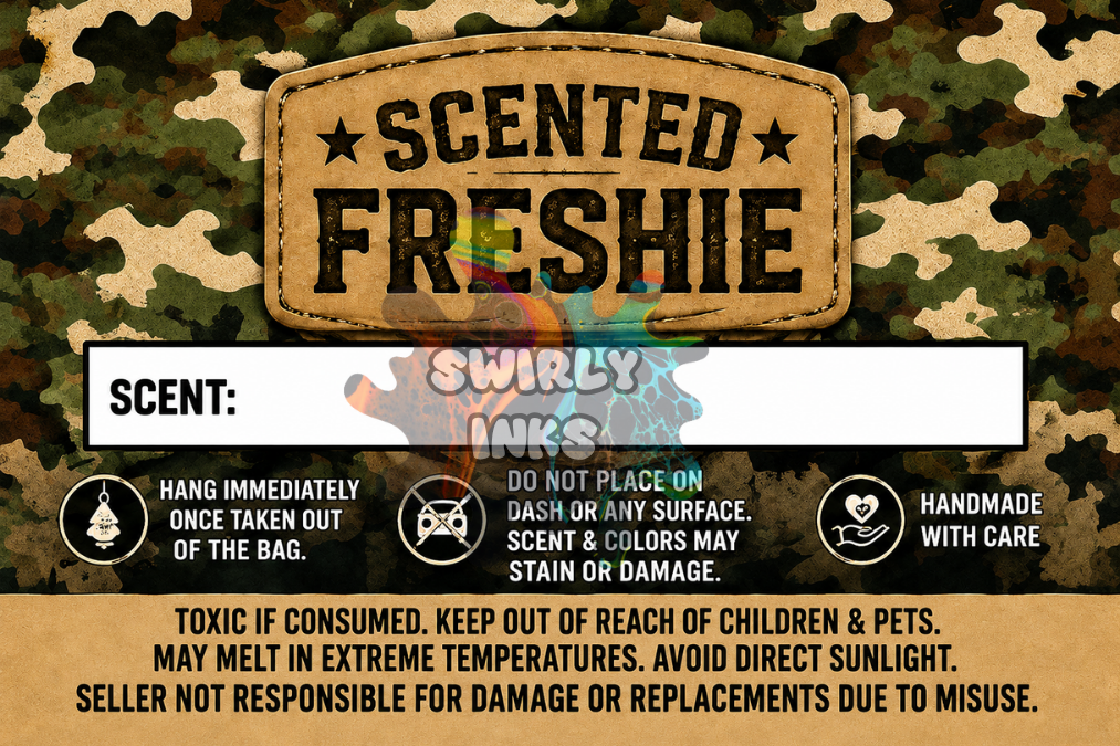 Camo Freshie Label 3" x 2"  (10)