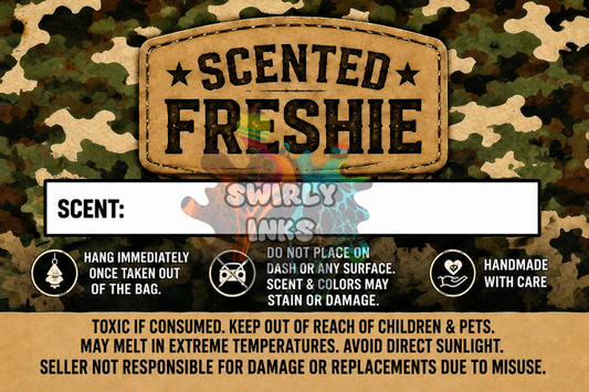 Camo Freshie Label 3" x 2"  (10)