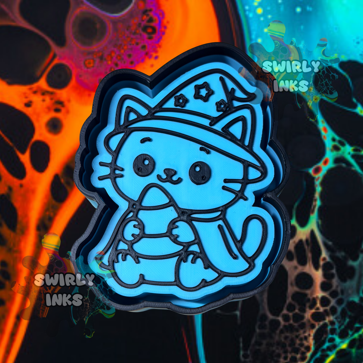 Cat Witch with Candy Corn Freshie Mold