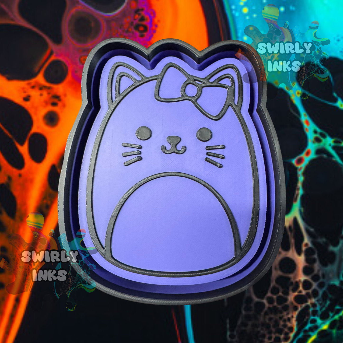 Cat with Bow Squishie Freshie Mold