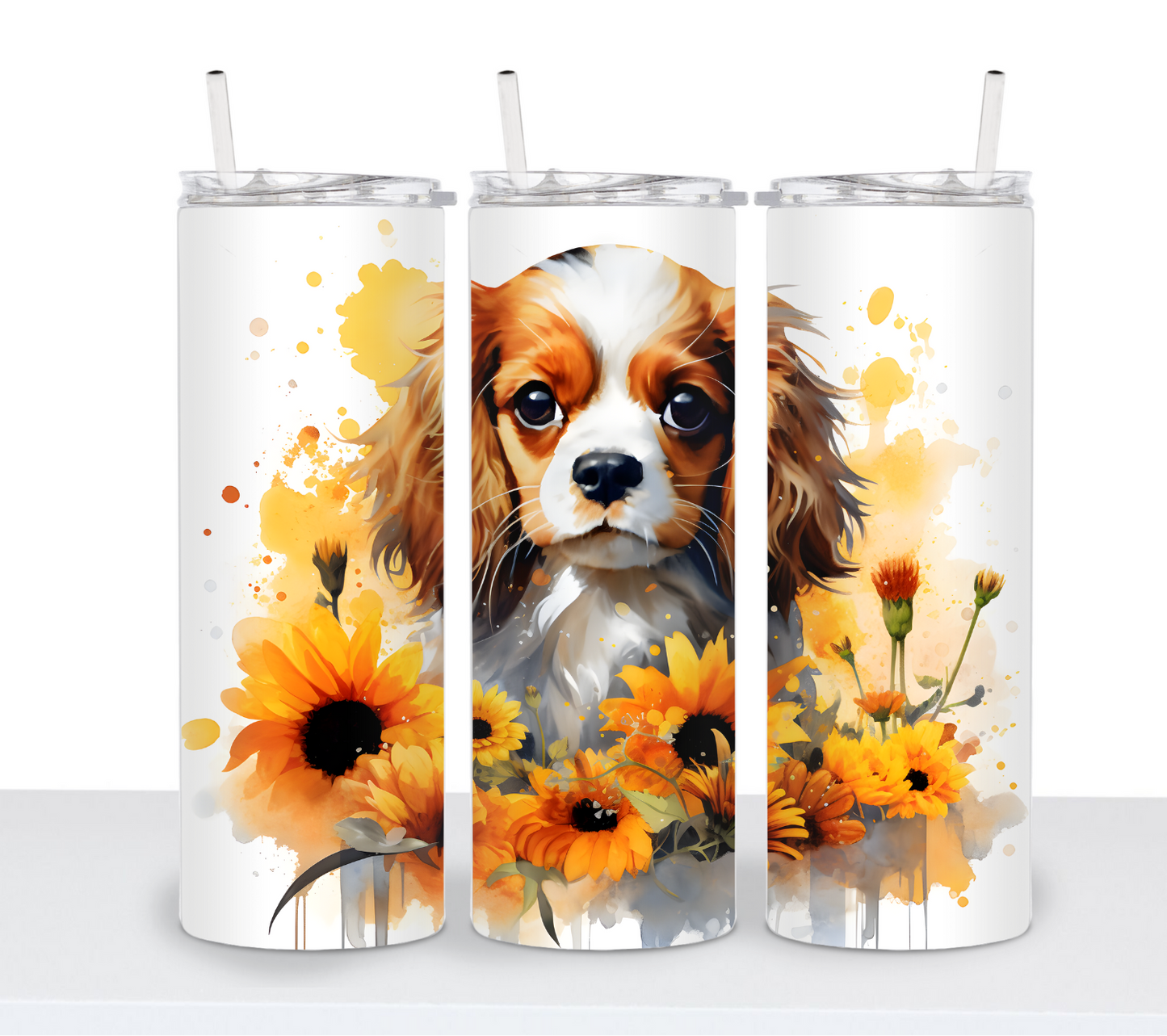 Dogs with Sunflowers