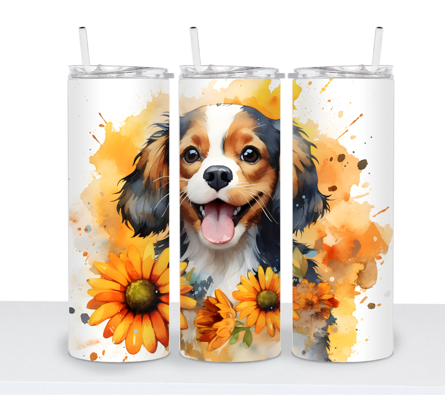 Dogs with Sunflowers