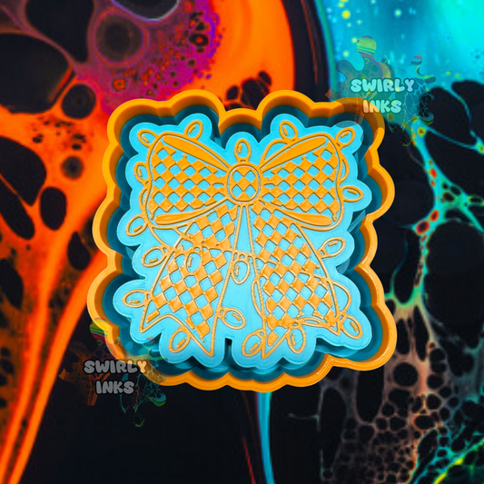 Checkered Bow with Christmas Lights Freshie Mold