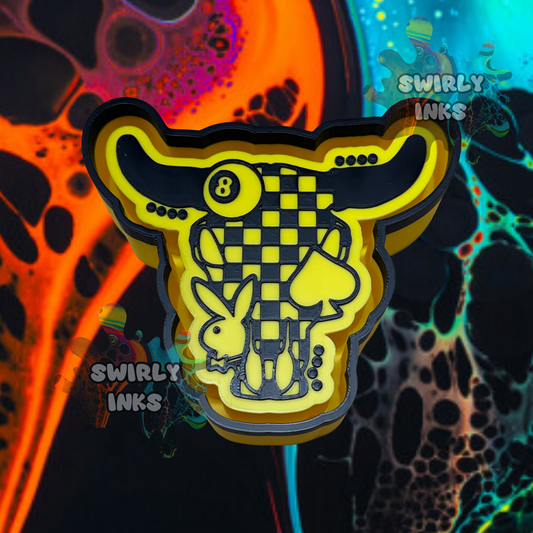 Checkered Bull 8 Ball Bunny Spade Freshie Mold
