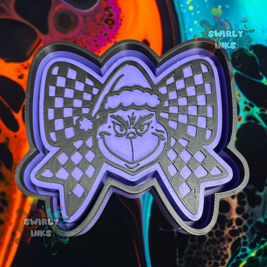 Checkered Grinchy Bow Freshie Mold