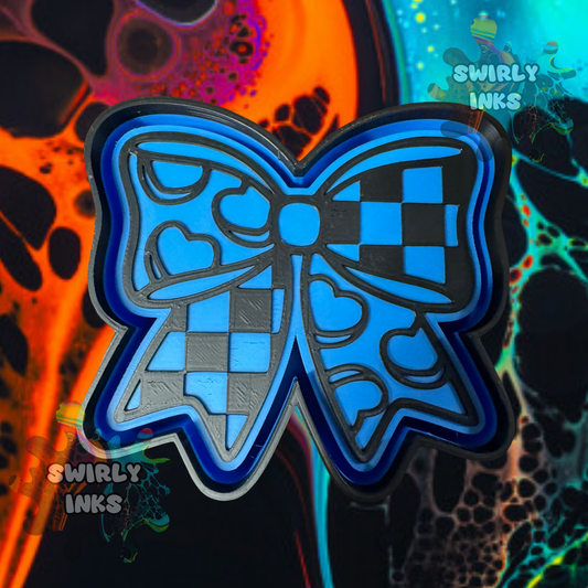 Checkered Heart Bow Freshie Mold