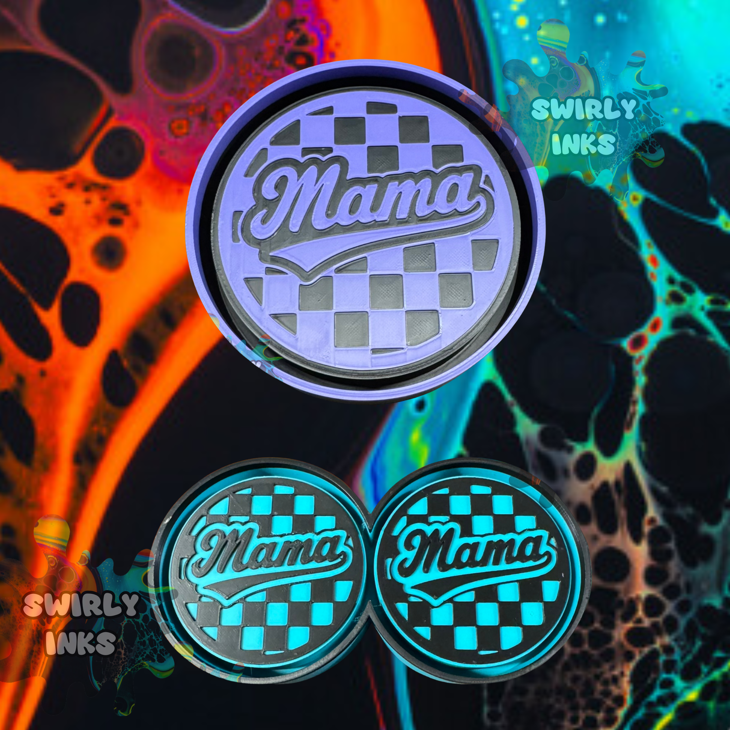 Checkered Mama Round Set Freshie Mold