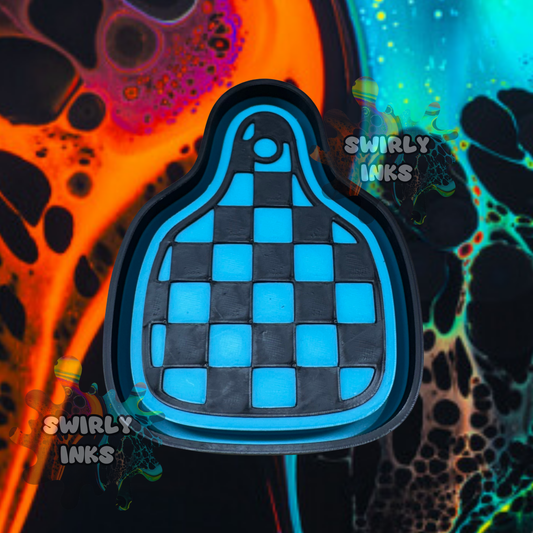 Checkered Print Ear Tag Freshie Mold
