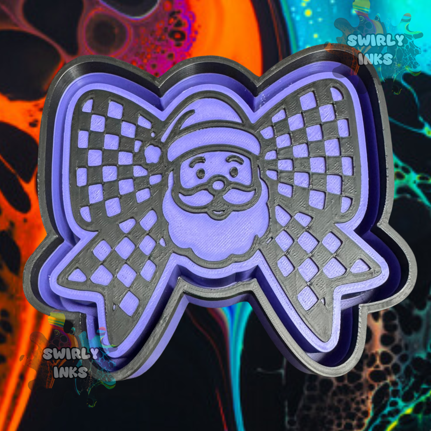 Checkered Santa Bow Freshie Mold