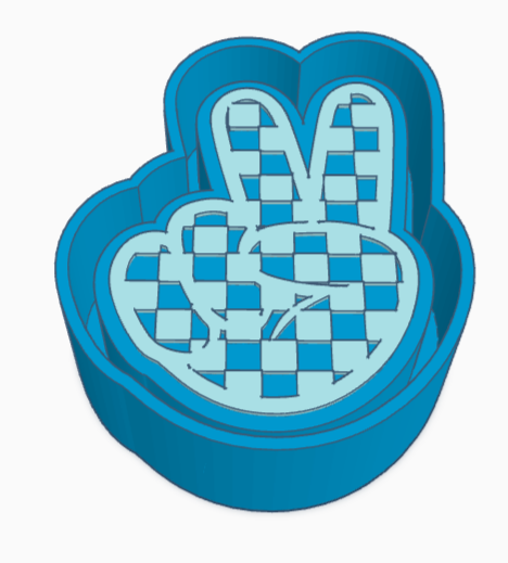 Checkered Peace Hand Freshie Mold