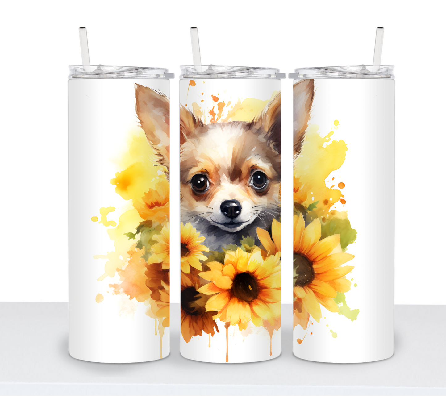 Dogs with Sunflowers