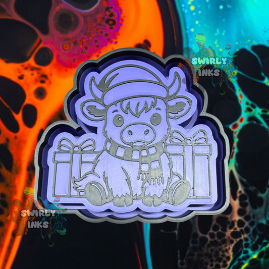 Christmas Cow with Presents Freshie Mold