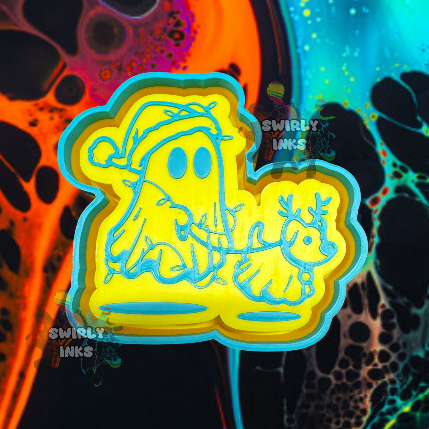 Christmas Ghost Walking Dog Freshie Mold