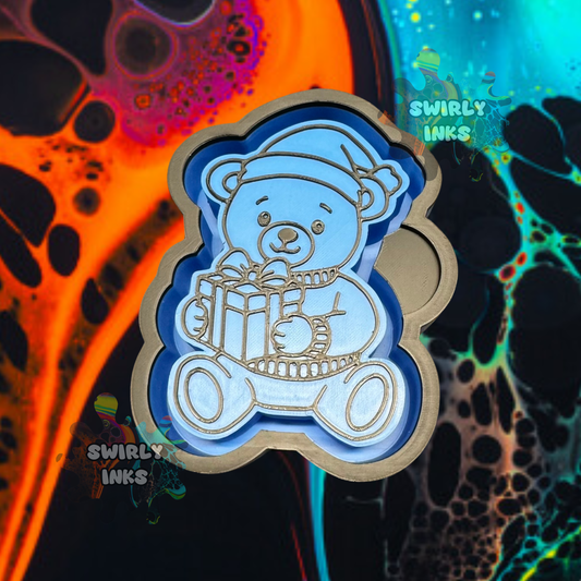 Christmas Teddy Bear with Present Freshie Mold