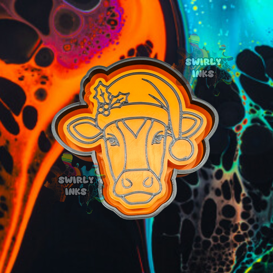 Cow Head with Santa Hat Freshie Mold