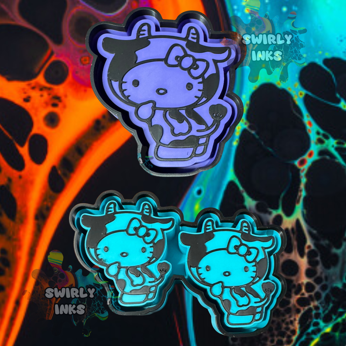 Cow H K Cat Set Freshie Mold