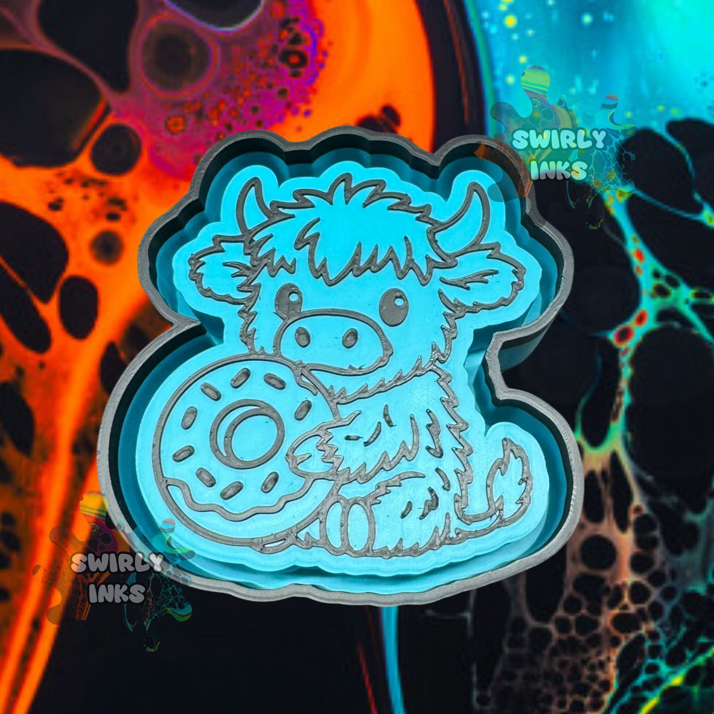 Cow Holding Donut Freshie Mold