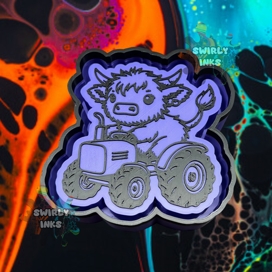 Cow Riding Tractor Freshie Mold