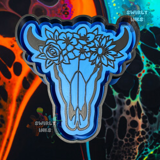 Cow Skull with Flowers Freshie Mold
