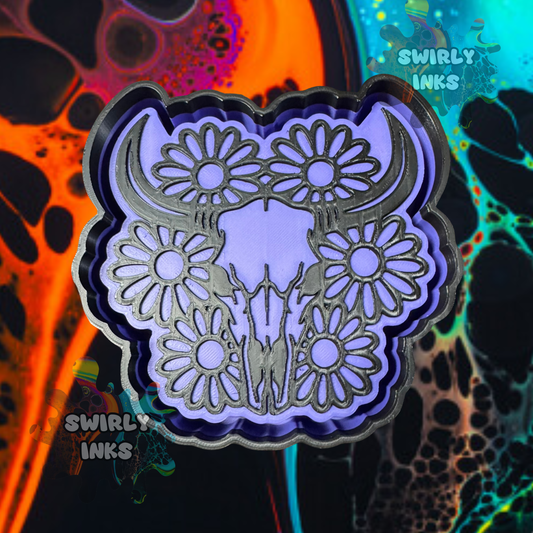Cow Skull with Flowers Freshie Mold