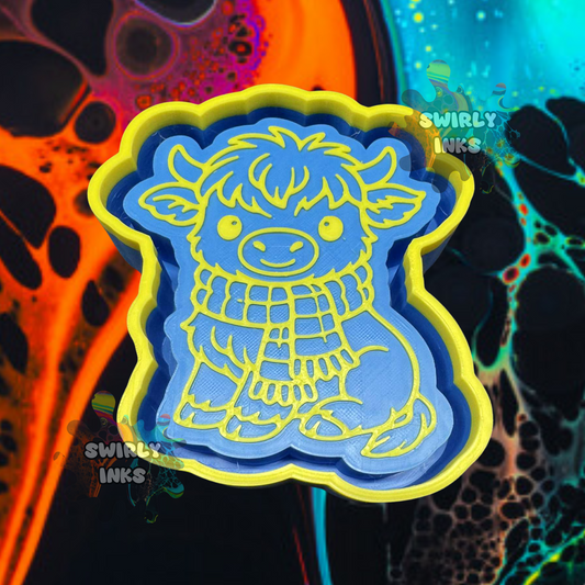 Cow with Fall Scarf Freshie Mold