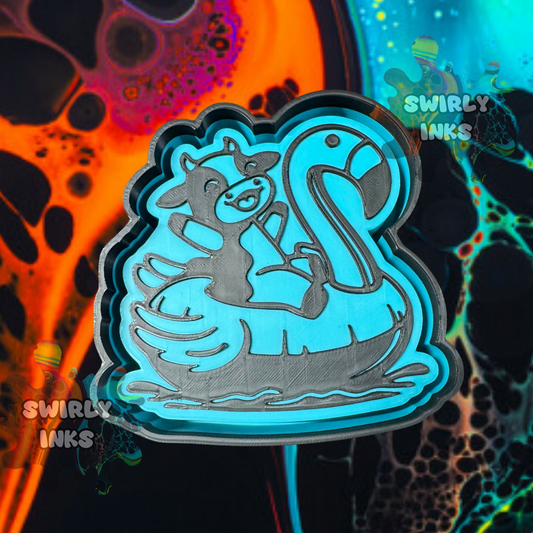 Cow on Flamingo Float Freshie Mold