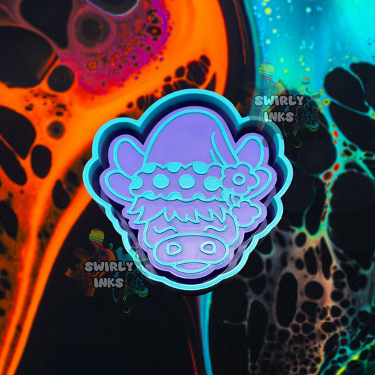 Cow with Flowered Christmas Hat Freshie Mold