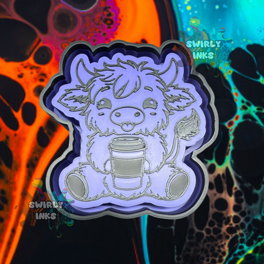 Cow with Coffee Cup Freshie Mold