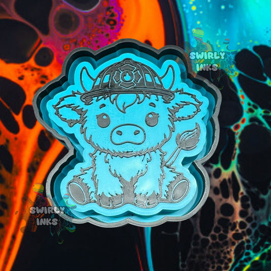 Cow with Firefighter Helmet Freshie Mold