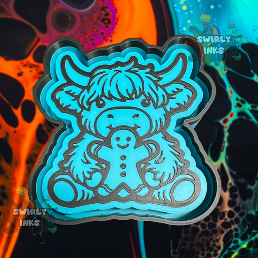 Cow with Gingerbread Man Freshie Mold