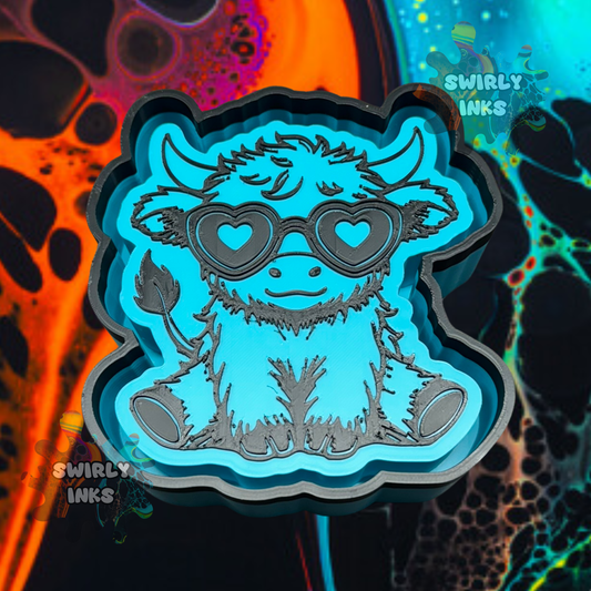 Cow with Heart Sunglasses Freshie Mold