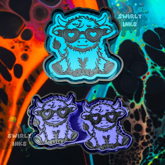 Cow with Heart Sunglasses Set Freshie Mold