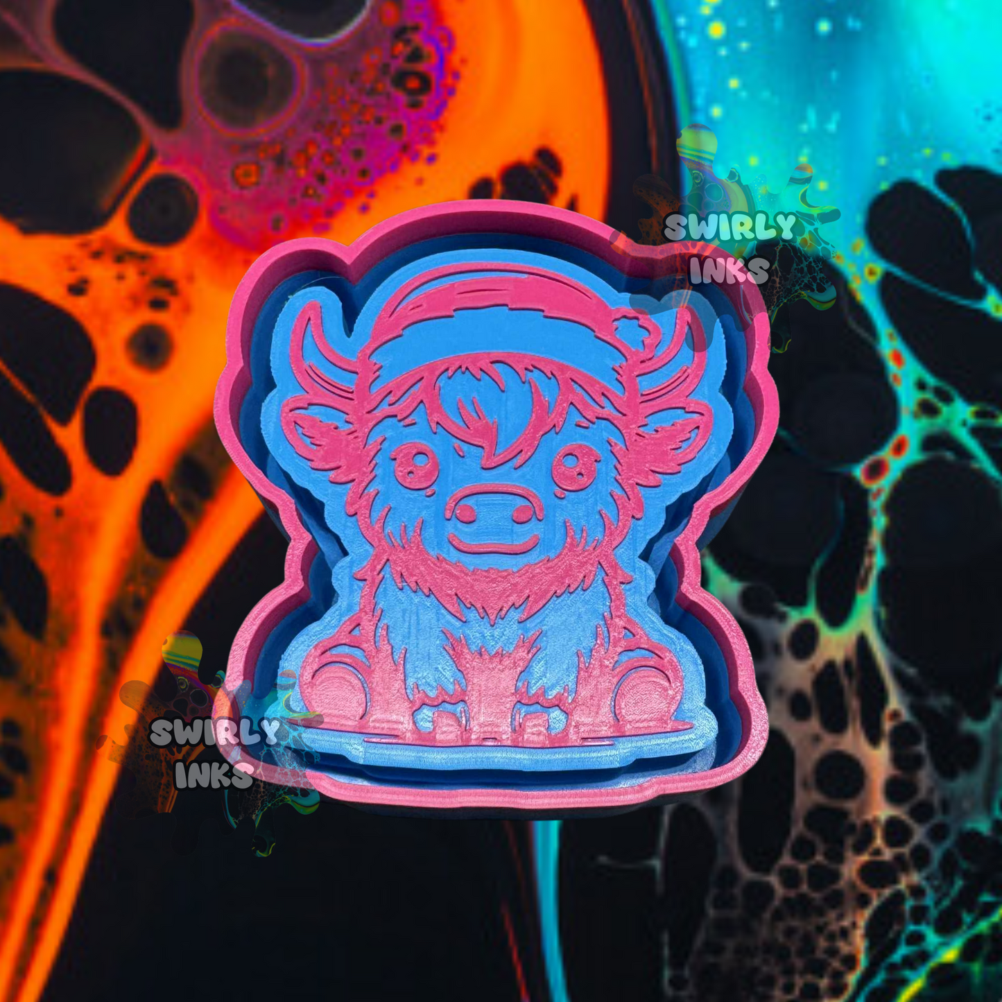 Cow with Santa Hat Freshie Mold