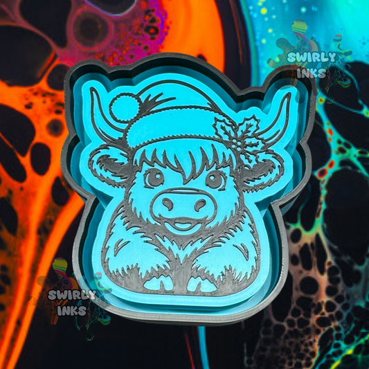 Cow with Santa Hat & Holly Freshie Mold