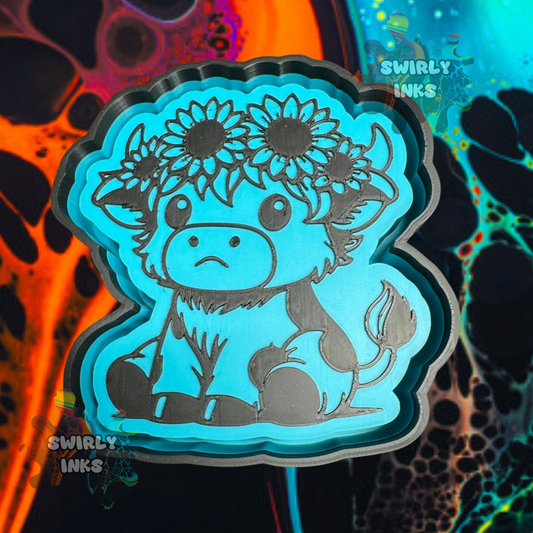 Cow with Sunflower Crown Freshie Mold