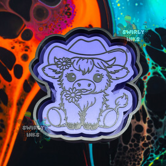 Cow with Sunflowers & Cowboy Hat Freshie Mold