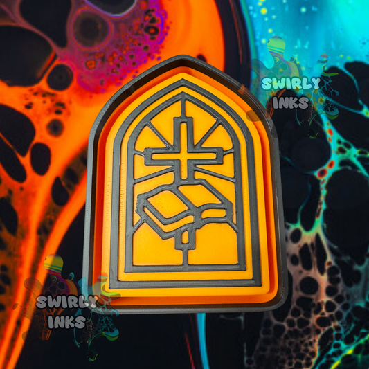 Cross and Bible Stain Glass Freshie Mold