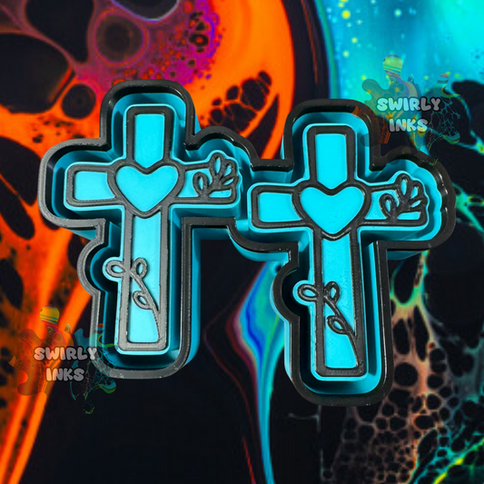 Cross with Heart Vent Freshie Mold